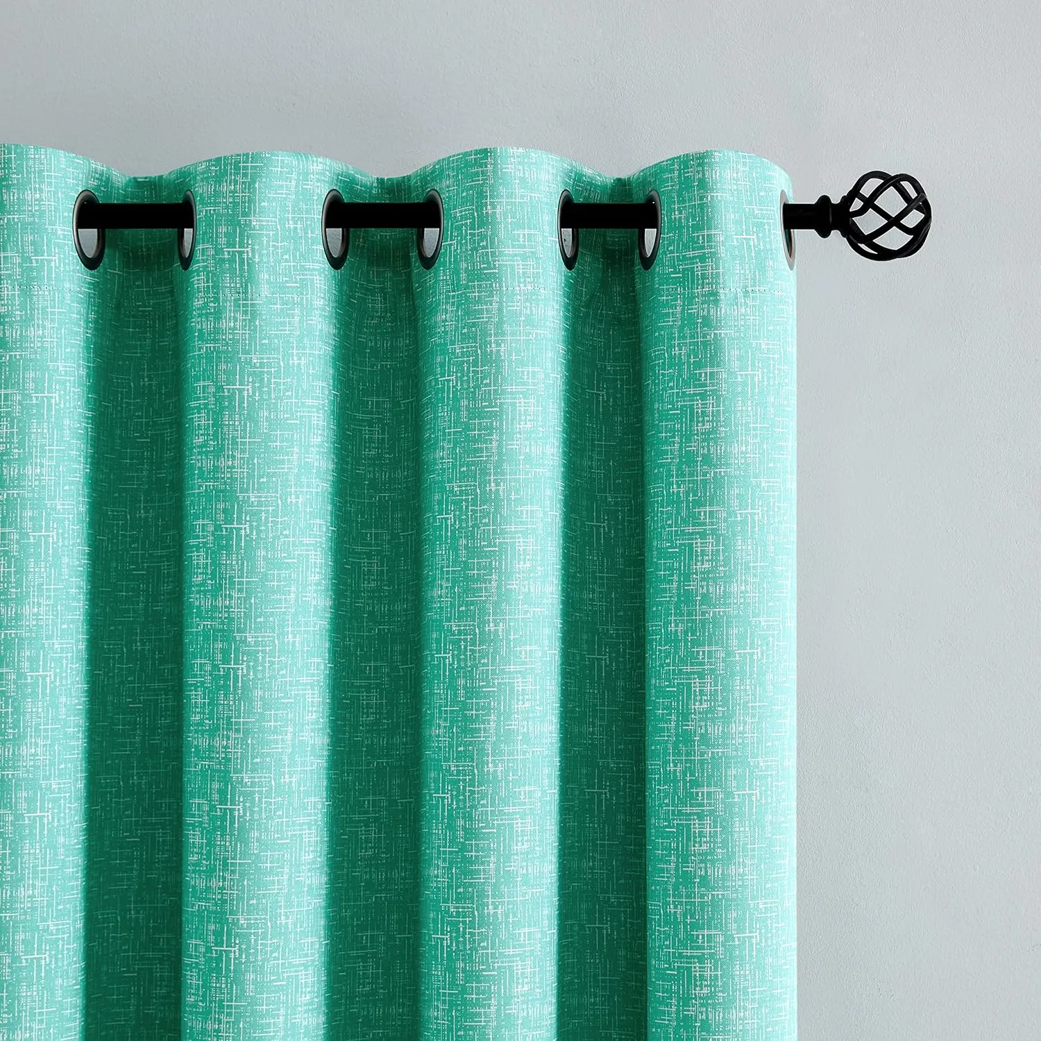 100% Blackout Curtains 95 Inches Long for Bedroom, Aqua Teal Soild with White Heathered Print Curtains for Living Room Darkening Thermal Insulated Drapes, Grommet Window Treatments 2 Panels