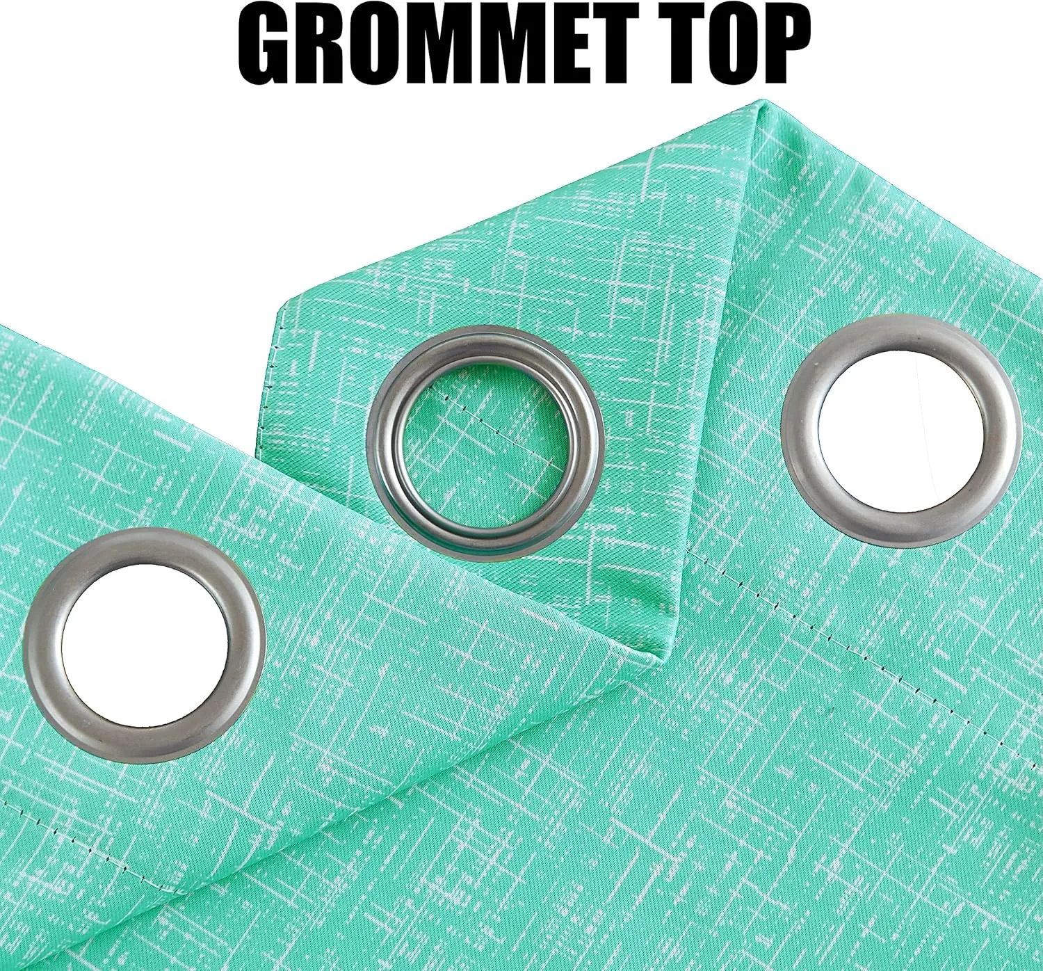 100% Blackout Curtains 95 Inches Long for Bedroom, Aqua Teal Soild with White Heathered Print Curtains for Living Room Darkening Thermal Insulated Drapes, Grommet Window Treatments 2 Panels