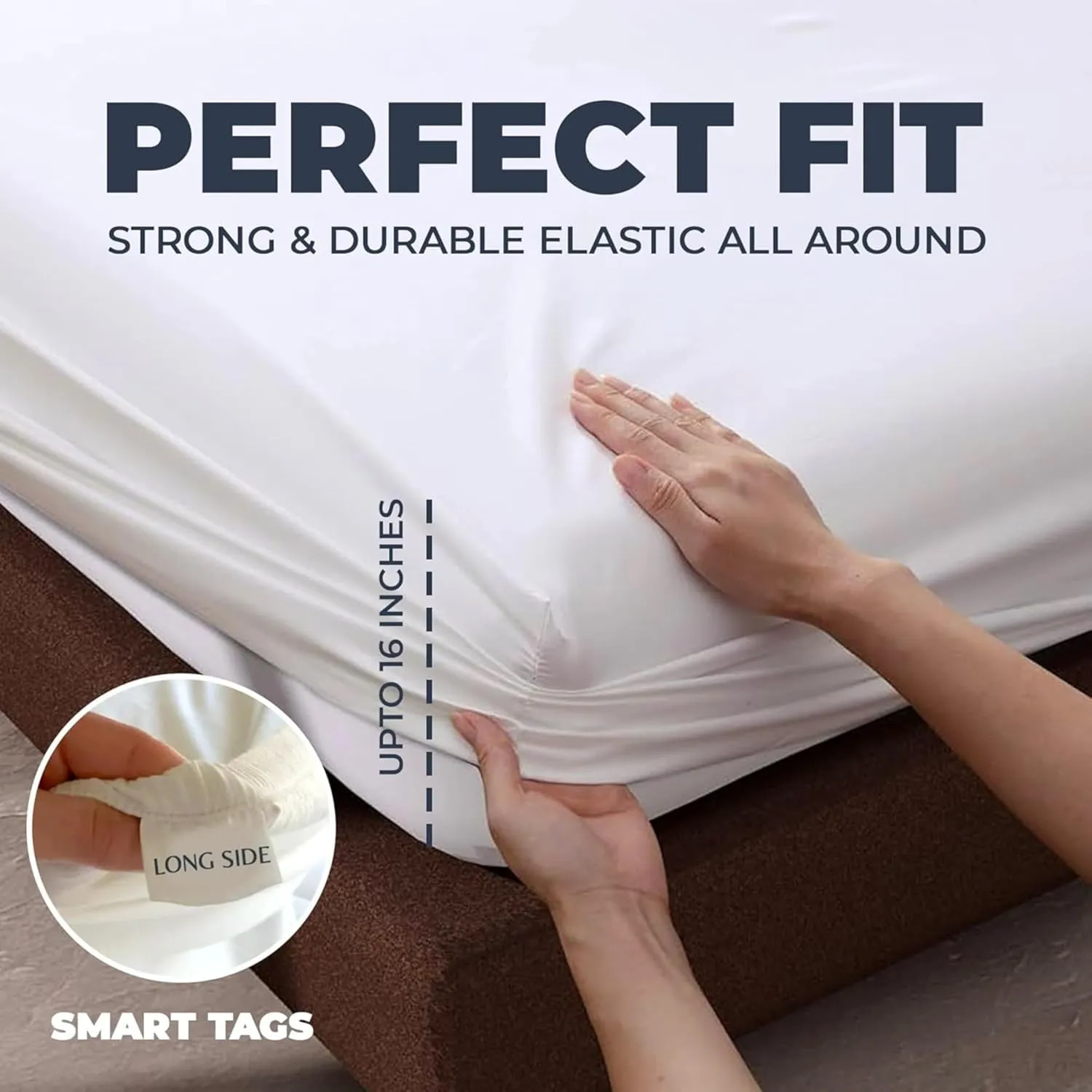 100% Organic Cotton Sheets Queen Size - Luxurious 415 Thread Count, Oeko-Tex Certified, Silky Soft Sateen Weave, Hemstitched Pillowcases, Fitted Sheet with Deep Pockets, Double-Elastic & Corner Straps