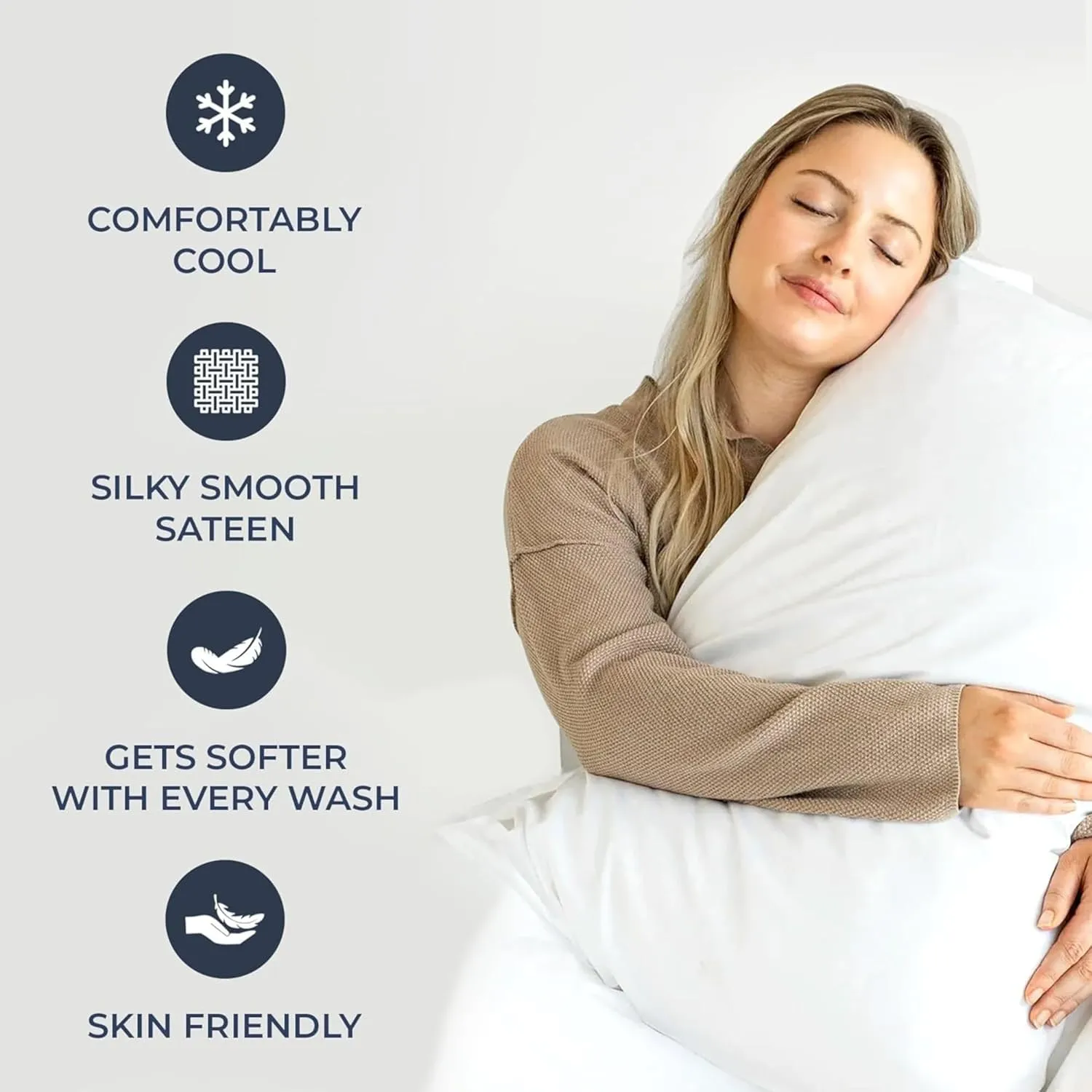 100% Organic Cotton Sheets Queen Size - Luxurious 415 Thread Count, Oeko-Tex Certified, Silky Soft Sateen Weave, Hemstitched Pillowcases, Fitted Sheet with Deep Pockets, Double-Elastic & Corner Straps