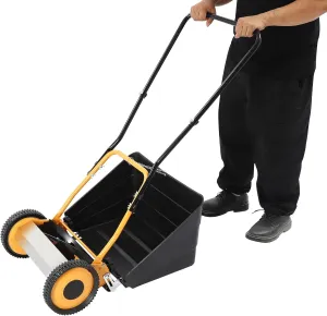 14in Manual Push Reel Lawn Mower Push Lawn Sweeper with Collection Bag, 4 Sharp 5-Edged Blades for Lawn Soil Garden Yard, Lawns, Parks, Golf Courses, Sidewalks, Driveways