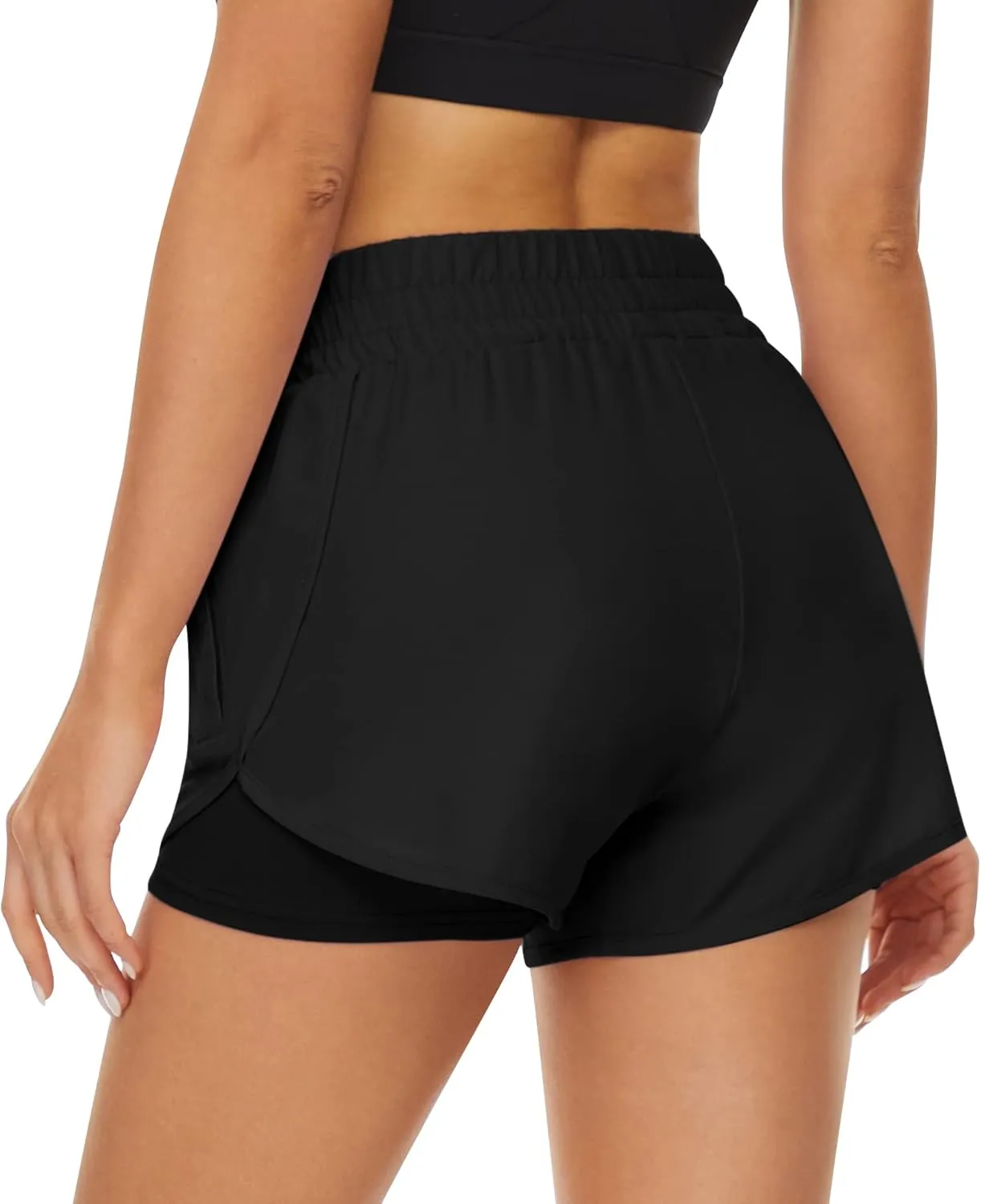 2 Pack Athletic Shorts for Women, Quick Dry Running Shorts with Pockets High Waisted Workout Gym Sports Shorts