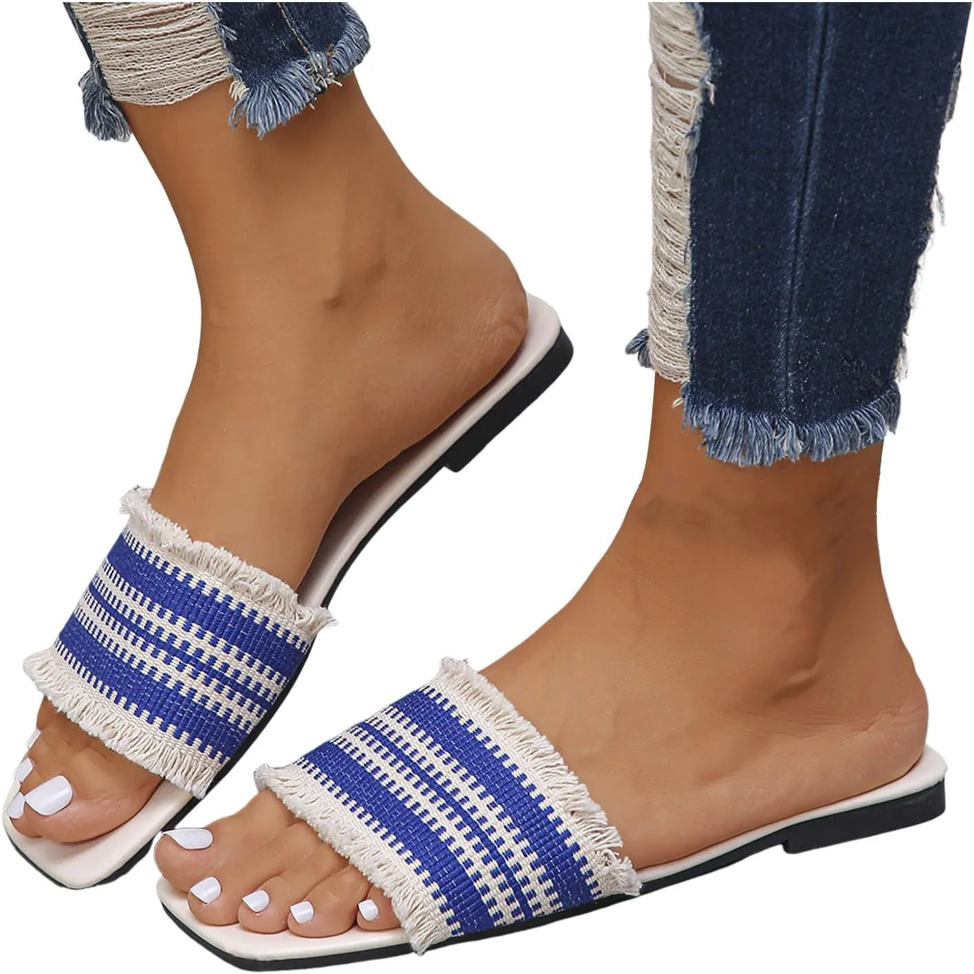 2025 Fashion Flat Womens Sandals Women's Summer Casual Fashion One Line Outdoor Slippers Beach Casual Slippers