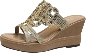 2025 Summer Dressy Wedge Sandals for Women Casual Comfortable Jewelry Platform Slides Sandals Thick Sole Mules Shoes