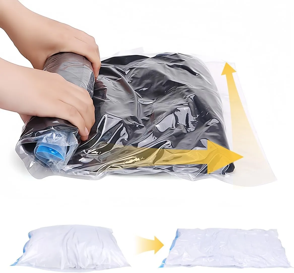 24 Pack Compression Bags For Travel, 2025 Upgrade Space Saver Bags For Luggage, Suitcase, Cruises and Airplane, Travel Essentials Vacuum Storage Bags No Vacuum Needed (24 Pack)