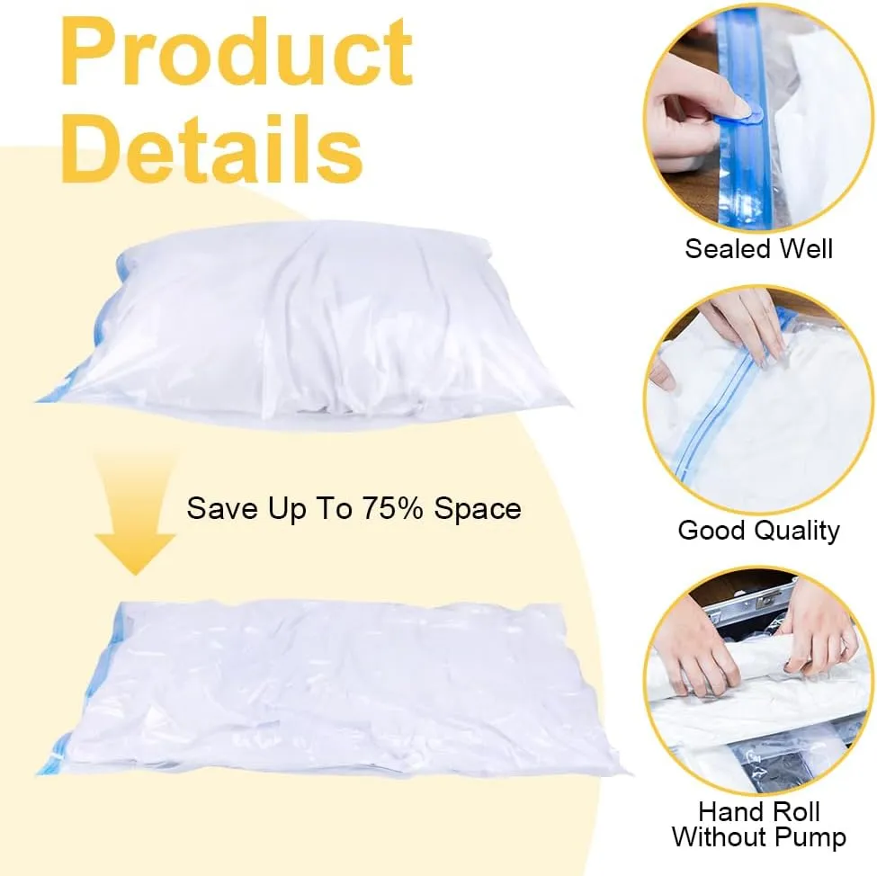 24 Pack Compression Bags For Travel, 2025 Upgrade Space Saver Bags For Luggage, Suitcase, Cruises and Airplane, Travel Essentials Vacuum Storage Bags No Vacuum Needed (24 Pack)