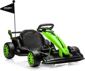 24V Electric Drift Kart for Kids, Ride Car with Adjustable Seat & 8.5MPH Speed, EVA Silent Wheels, Parent-Safety Certified Ride-On Toy