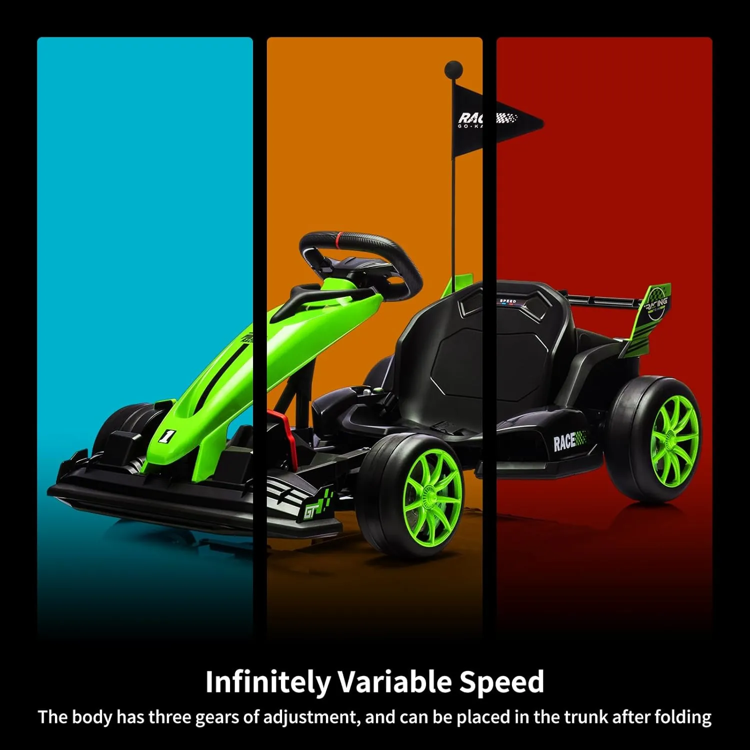 24V Electric Drift Kart for Kids, Ride Car with Adjustable Seat & 8.5MPH Speed, EVA Silent Wheels, Parent-Safety Certified Ride-On Toy