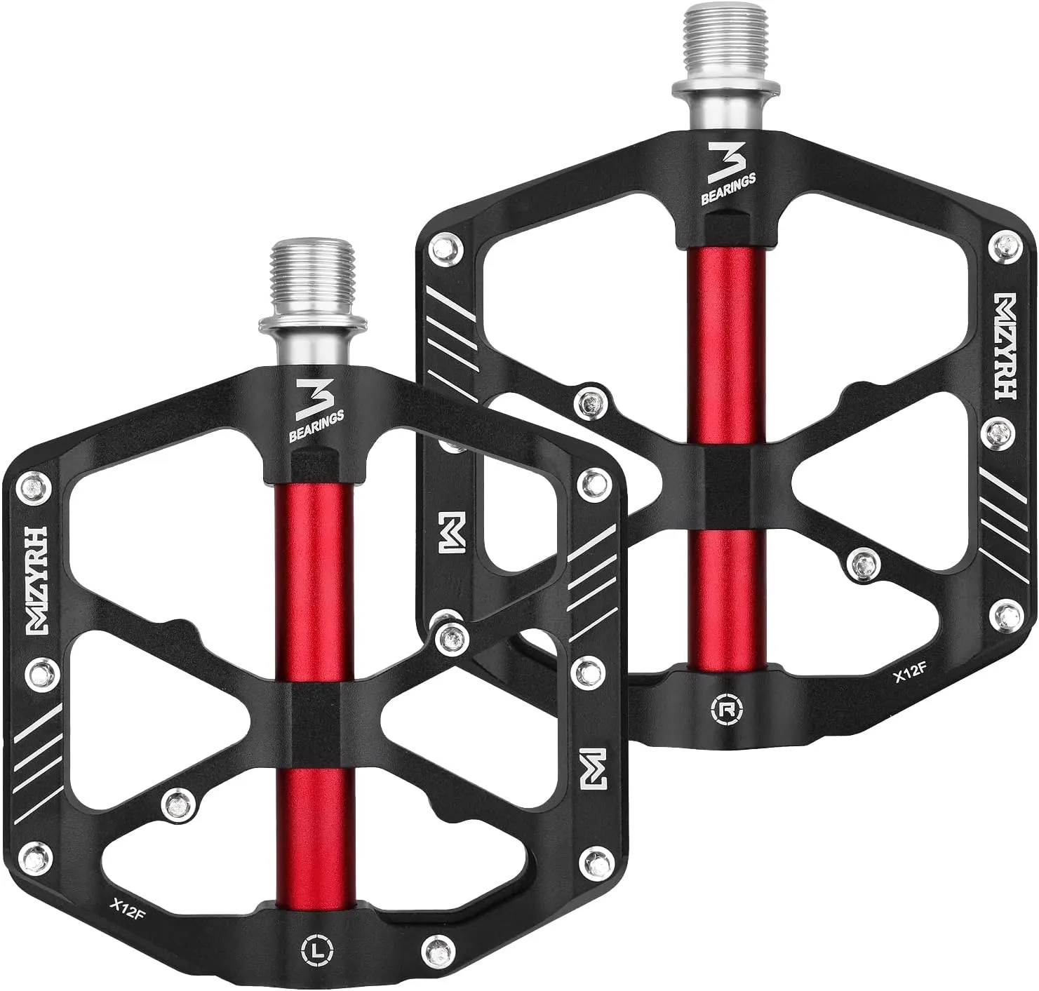 3 Bearings Mountain Bike Platform Pedals - Flat Alloy 9/16" Non-Slip Bicycle Pedals