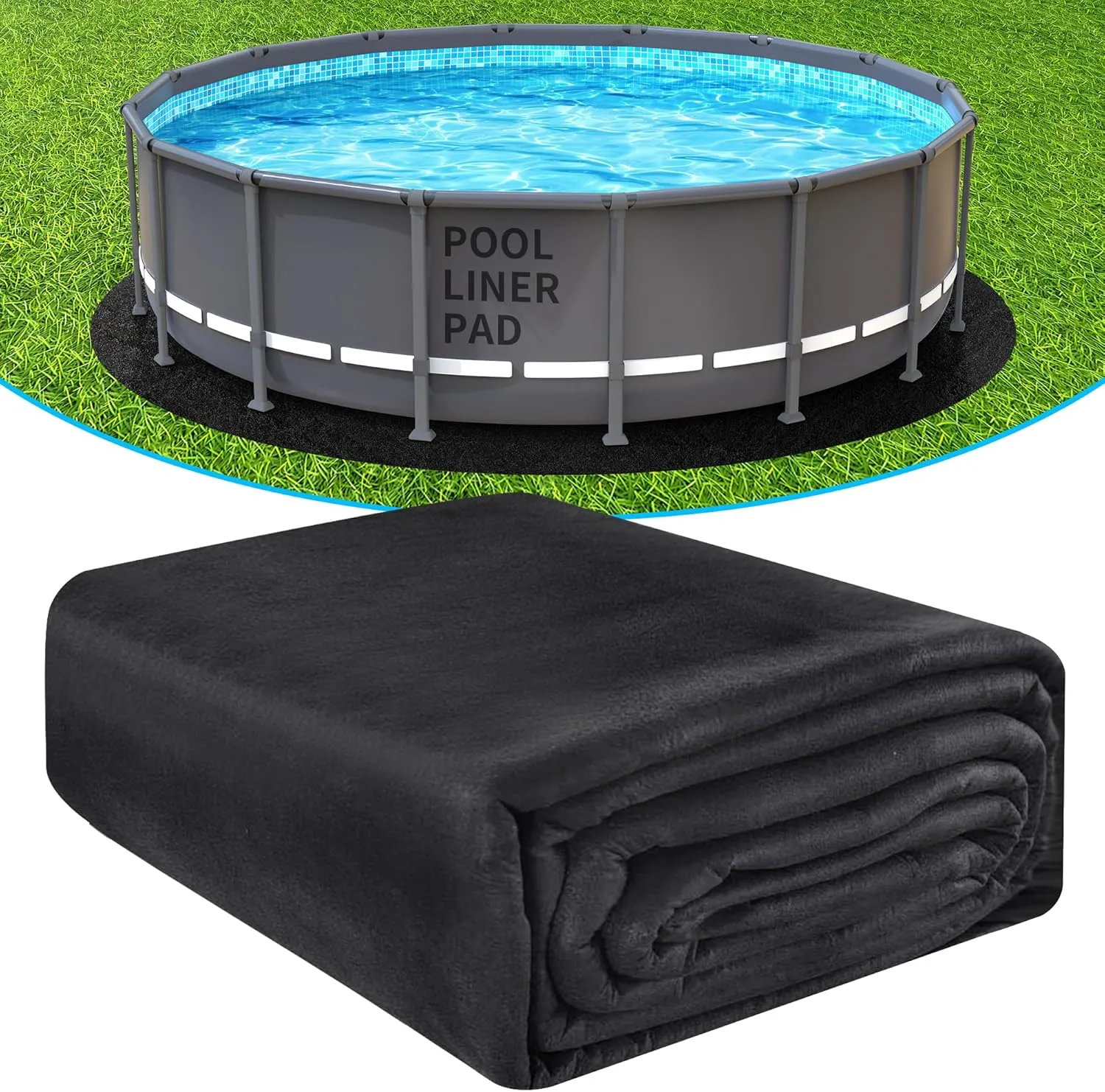 30' Round Thicker Heavy Duty Pool Liner Pad for Above Ground Pool, Pool Padding Underlayment for Pool Bottom, Protects Your Pool Prevents Punctures Weed Barrier Comfortable underfoot