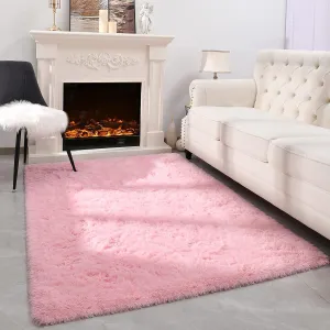 3x5 Pink Rug for Bedroom Girls, Kids Fluffy Carpet for Living Room Shag Fuzzy, Cute Area Rug for Nursery Dorm Room Home Decor