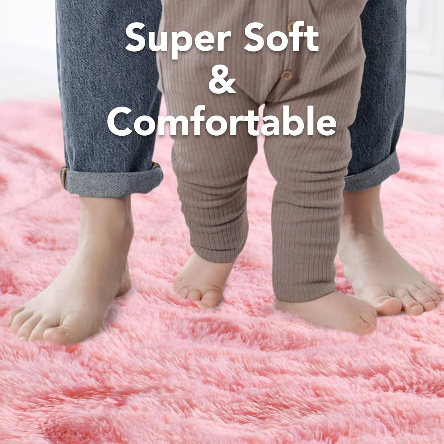 3x5 Pink Rug for Bedroom Girls, Kids Fluffy Carpet for Living Room Shag Fuzzy, Cute Area Rug for Nursery Dorm Room Home Decor