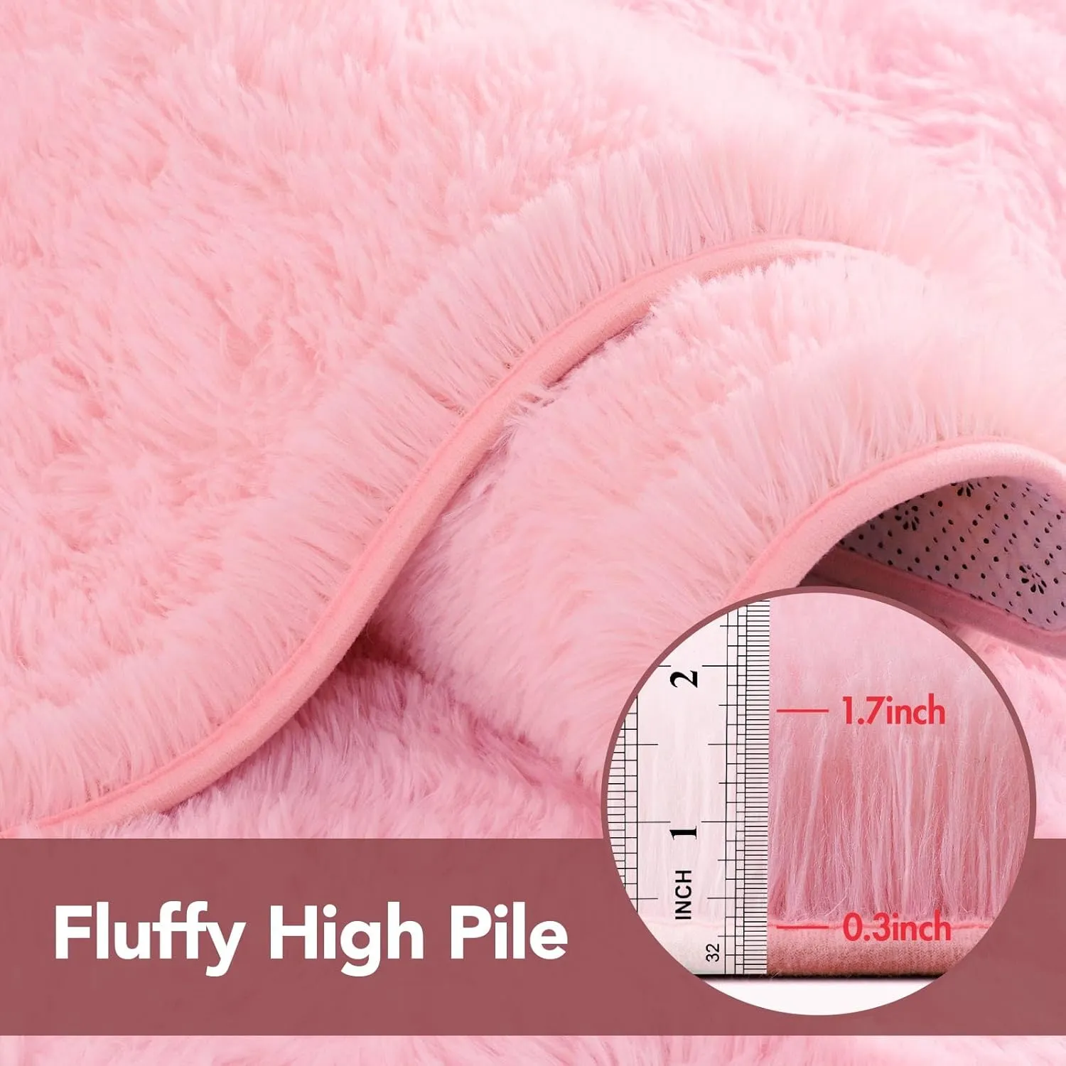 3x5 Pink Rug for Bedroom Girls, Kids Fluffy Carpet for Living Room Shag Fuzzy, Cute Area Rug for Nursery Dorm Room Home Decor
