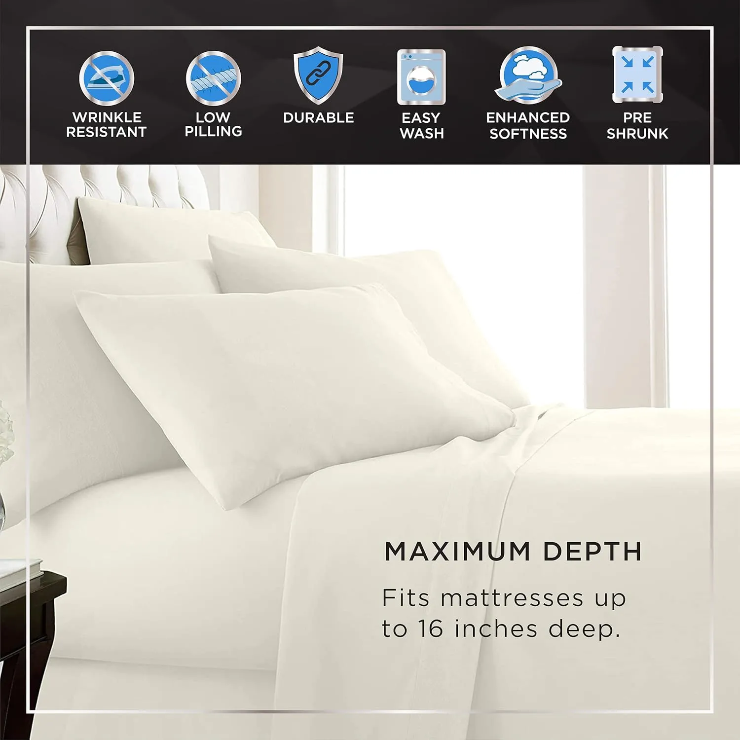 4 Piece Sheet Set, Cotton Rich, 400-Thread Count, White, Queen Sheet Set