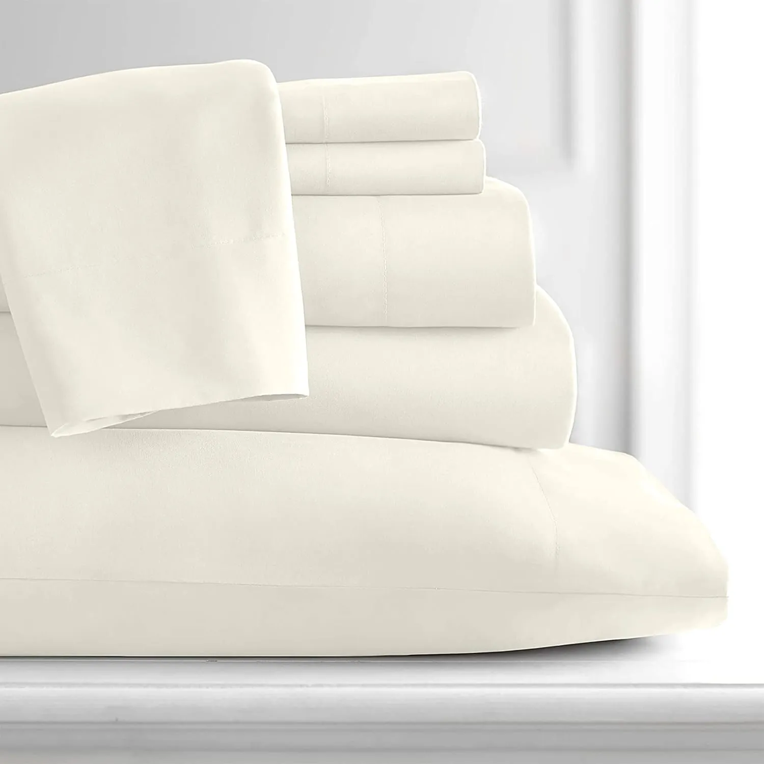 4 Piece Sheet Set, Cotton Rich, 400-Thread Count, White, Queen Sheet Set