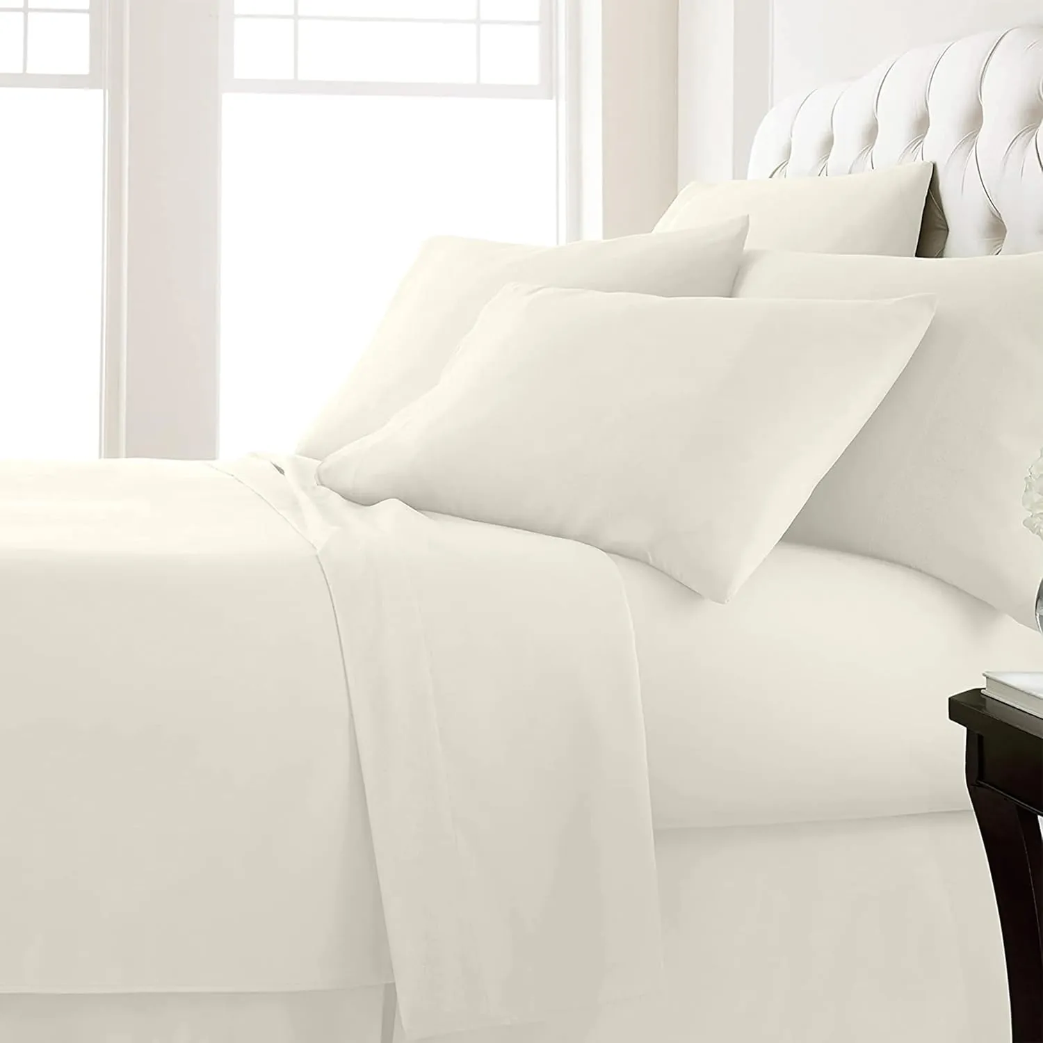 4 Piece Sheet Set, Cotton Rich, 400-Thread Count, White, Queen Sheet Set