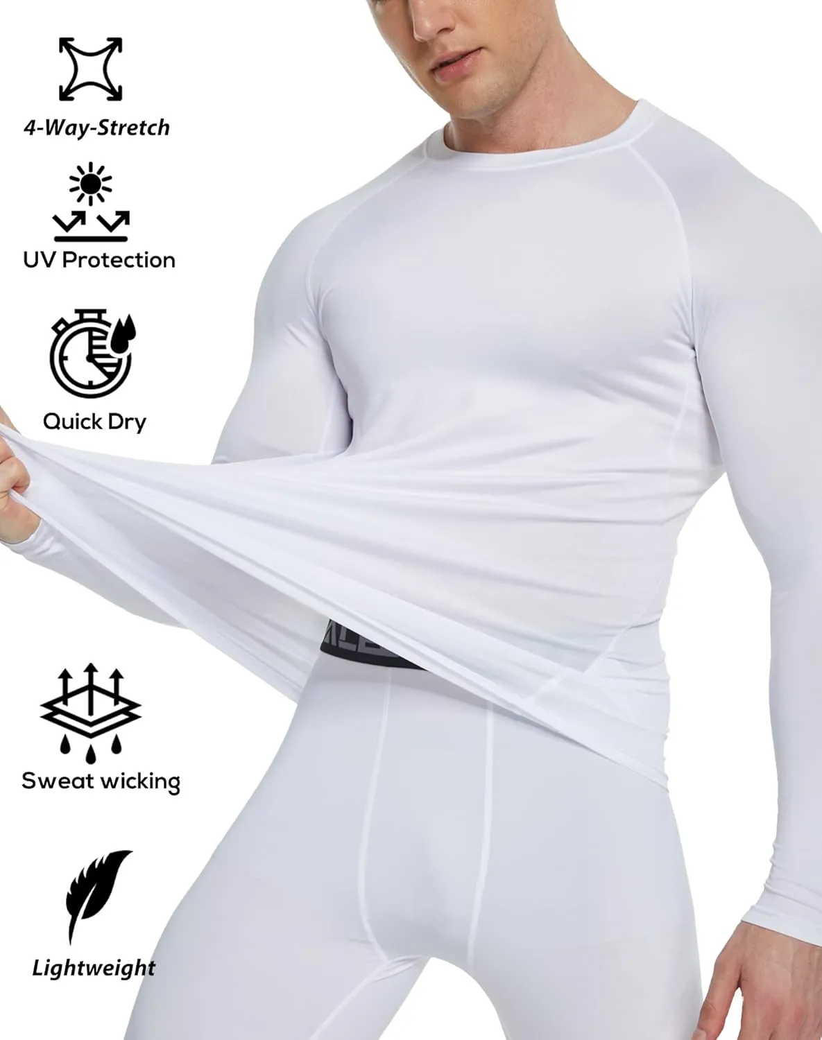 5 or 4 Pack Men's Compression Shirts Long Sleeve UPF SPF Rash Guard Workout Base Layer Undershirt Gear
