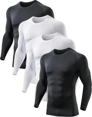 5 or 4 Pack Men's Compression Shirts Long Sleeve UPF SPF Rash Guard Workout Base Layer Undershirt Gear