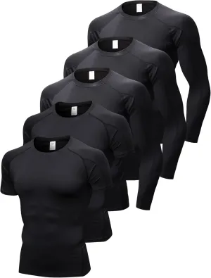 5 Pack Men's Compression Shirts Short Sleeve Camouflage Cool Dry Sports Athletic Workout Baselayer Undershirt T-Shirt Tops
