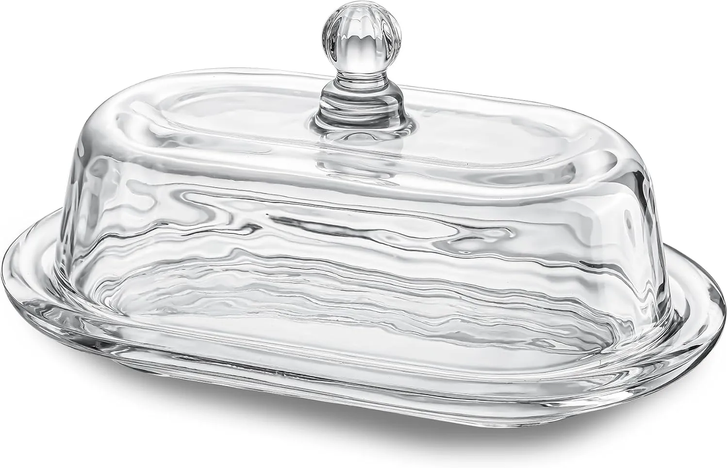 7 inch Glass Butter Dish with Lid, Clear Covered Butter Dish for Countertop, Elegant Butter Holder for Kitchen Dining Table Decor