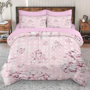 7 Pcs Comforter Set Queen Size, Floral Red Rose Flower Bed in a Bag with Flat and Fitted Sheet for Kids and Adults, Summer Vintage Spring Bedding Set with 2 Pillowcases & 2 Shams