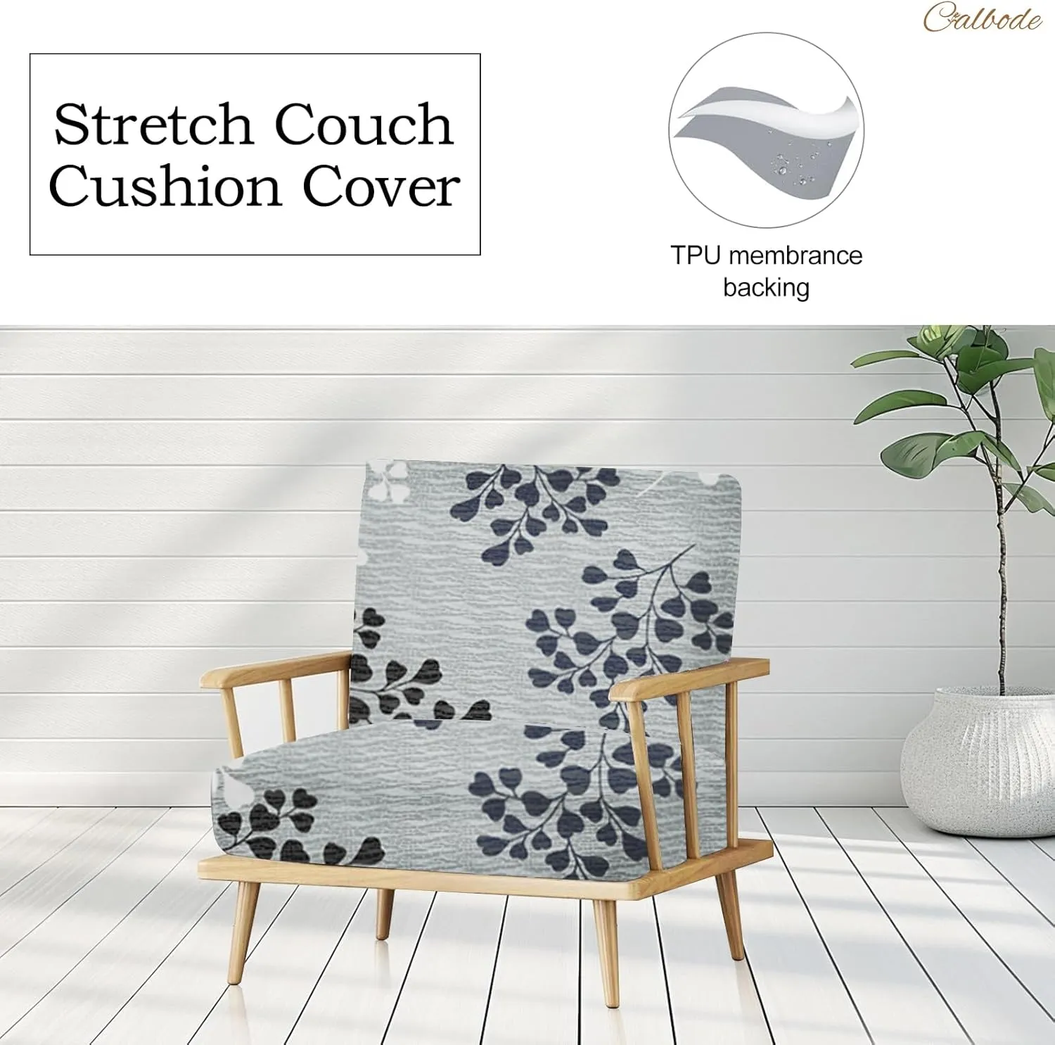 8Pcs Outdoor Stretch Cushion Covers,Waterproof Outdoor Chair Floral Cushion Covers for Patio Furniture, Washable Floral Couch Covers Replacement for Patio Furniture（Blue Grey）