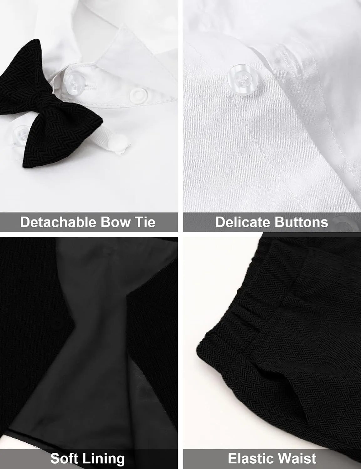 A&J DESIGN 4pcs Baby & Toddler Suit, 12 Months - 5T, Shirt & Pants & Vest & Bow Tie