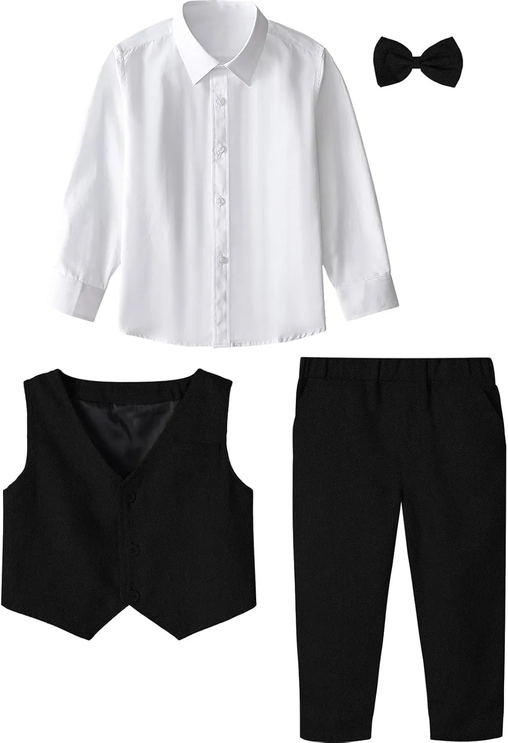 A&J DESIGN 4pcs Baby & Toddler Suit, 12 Months - 5T, Shirt & Pants & Vest & Bow Tie