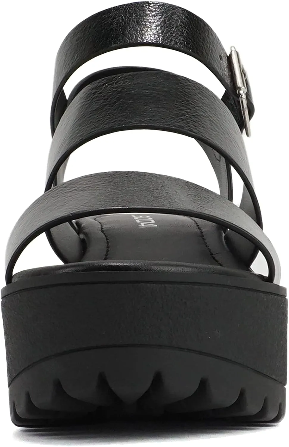 ABSOLEX BELLA ~ Women Fashion Open Toe Two Bands Lug sole Adjustable Ankle Strap Block Heel Sandals