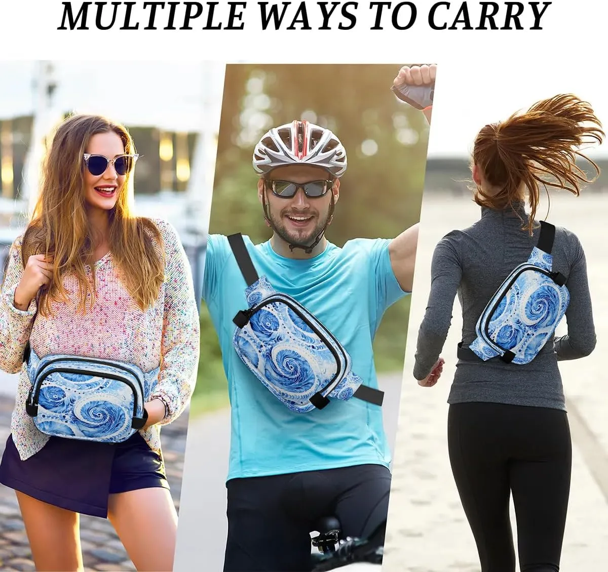 Abstract Beauty Boho Print Fanny Packs for Women Men Waterproof Waist Bag with Adjustable Strap Belt Bag for Travel Running Hiking