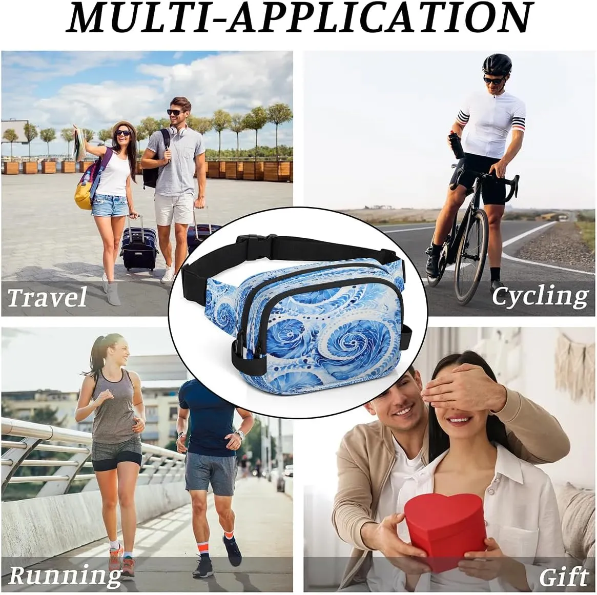 Abstract Beauty Boho Print Fanny Packs for Women Men Waterproof Waist Bag with Adjustable Strap Belt Bag for Travel Running Hiking