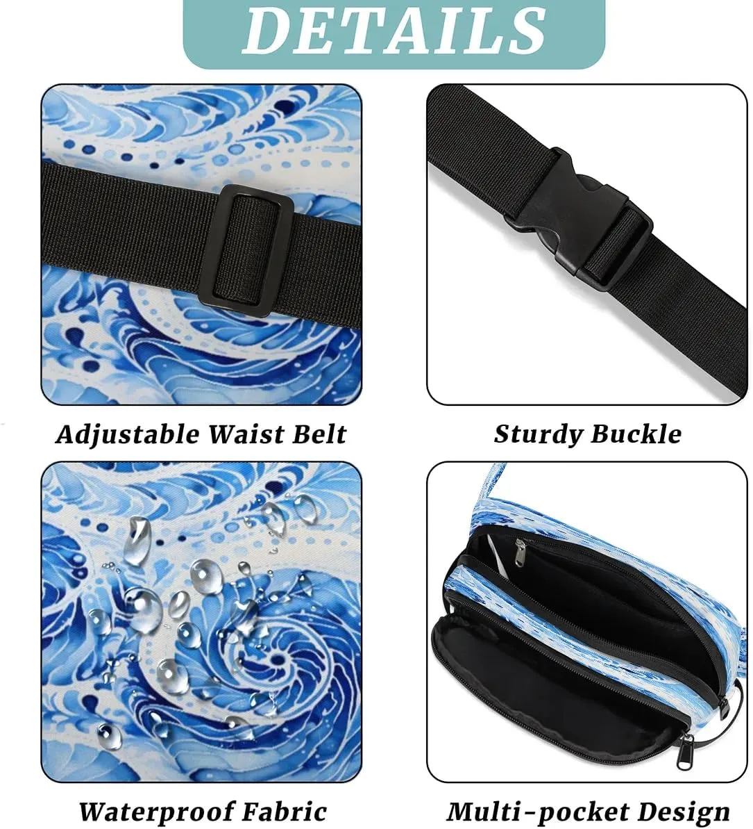 Abstract Beauty Boho Print Fanny Packs for Women Men Waterproof Waist Bag with Adjustable Strap Belt Bag for Travel Running Hiking