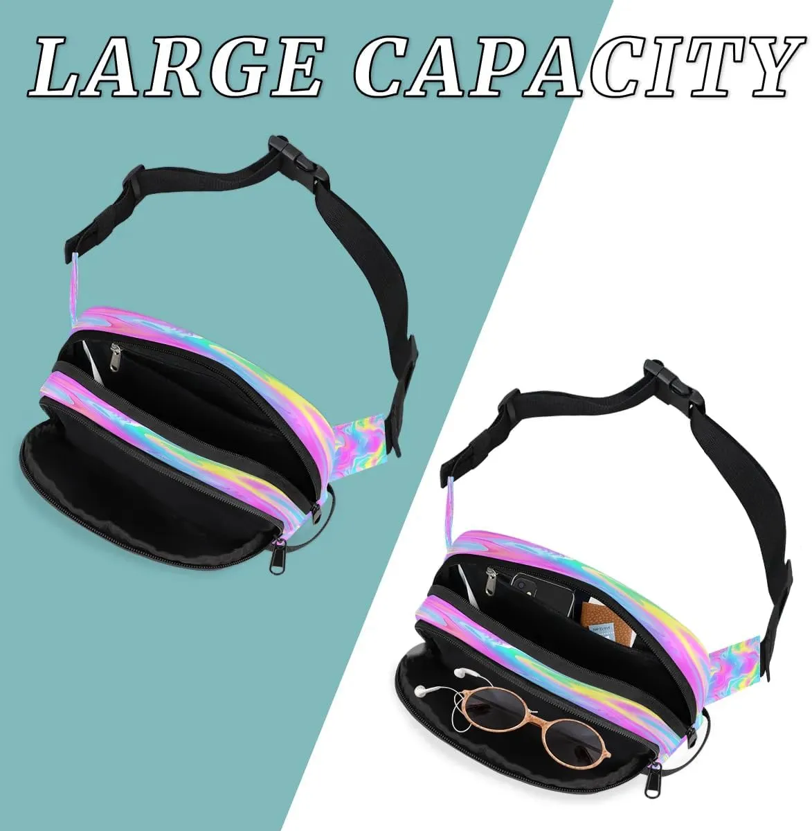 Abstract Dark Boho Print Fanny Packs for Women Men Waterproof Waist Bag with Adjustable Strap Belt Bag for Travel Running Hiking