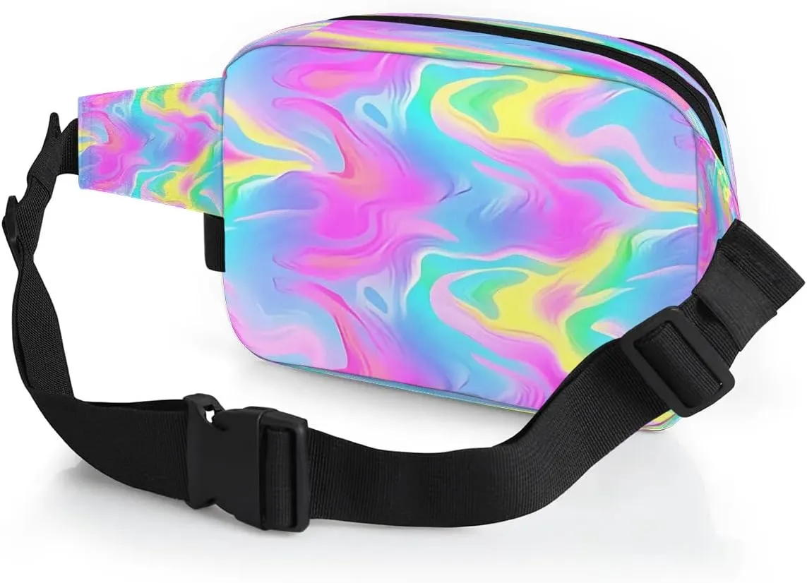 Abstract Dark Boho Print Fanny Packs for Women Men Waterproof Waist Bag with Adjustable Strap Belt Bag for Travel Running Hiking