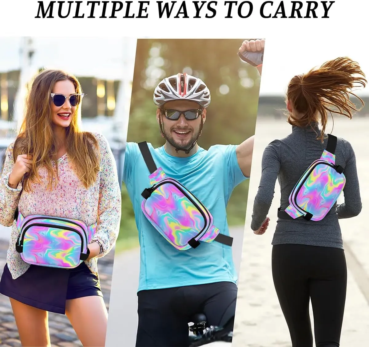 Abstract Dark Boho Print Fanny Packs for Women Men Waterproof Waist Bag with Adjustable Strap Belt Bag for Travel Running Hiking