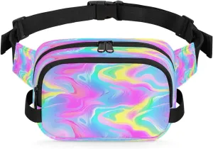 Abstract Dark Boho Print Fanny Packs for Women Men Waterproof Waist Bag with Adjustable Strap Belt Bag for Travel Running Hiking