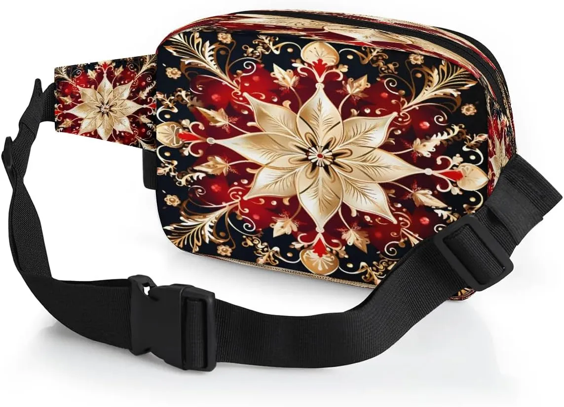 Abstract Flower Boho Prints Fanny Packs for Women Men Waterproof Waist Bag with Adjustable Strap Belt Bag for Travel Running Hiking