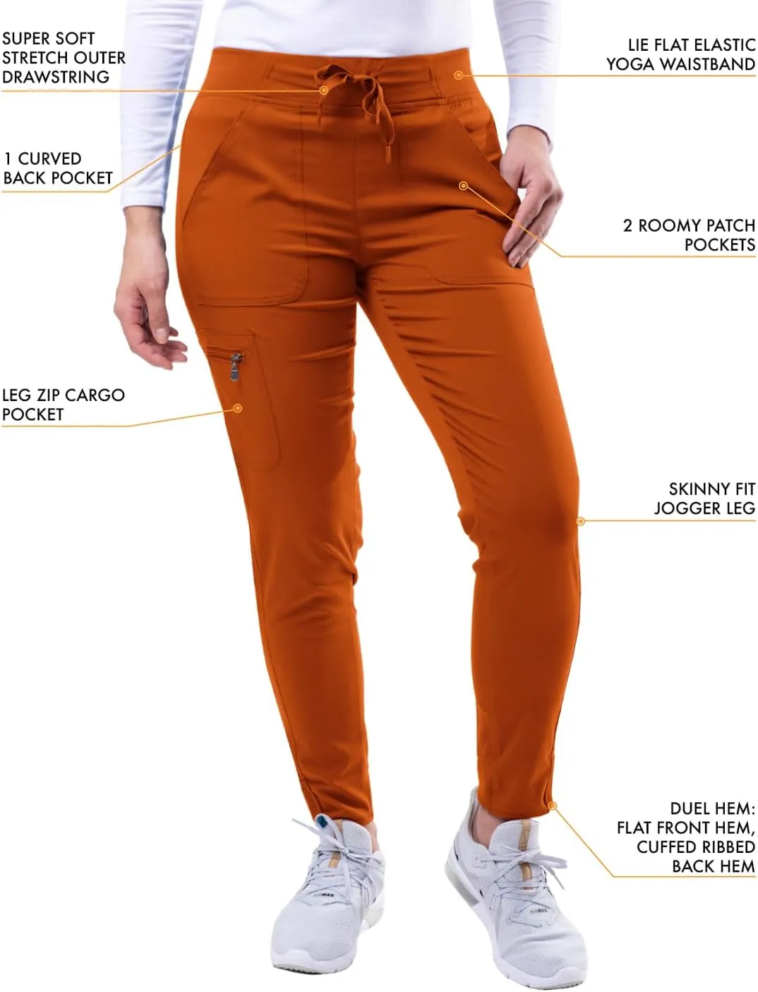 Adar Pro Modern Athletic Scrub Set For Women - Modern V-Neck Scrub Top & Yoga Jogger Scrub Pants