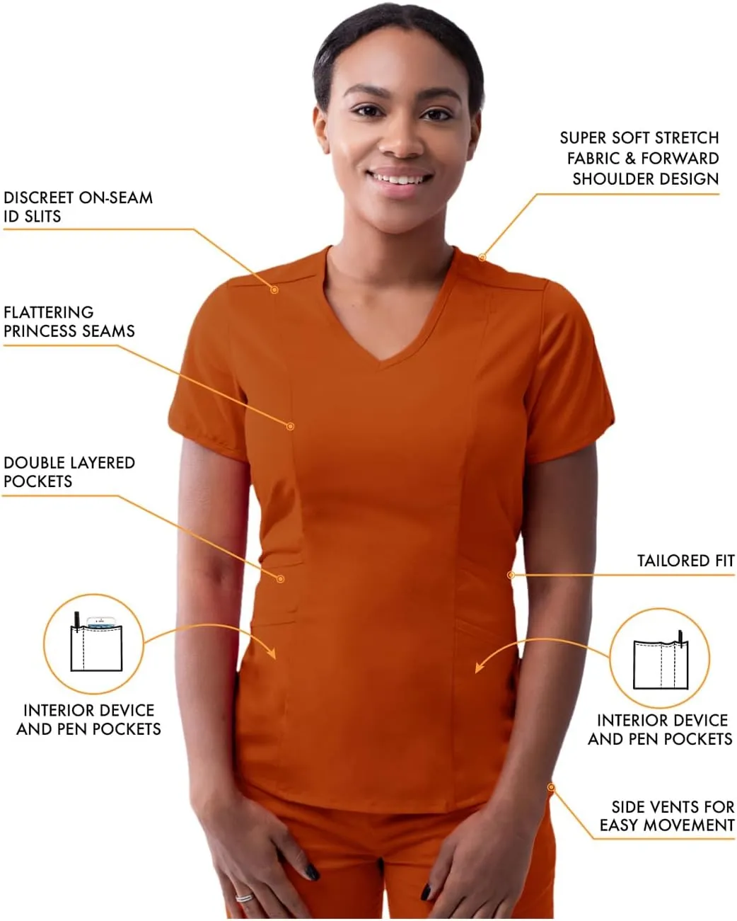 Adar Pro Modern Athletic Scrub Set For Women - Modern V-Neck Scrub Top & Yoga Jogger Scrub Pants