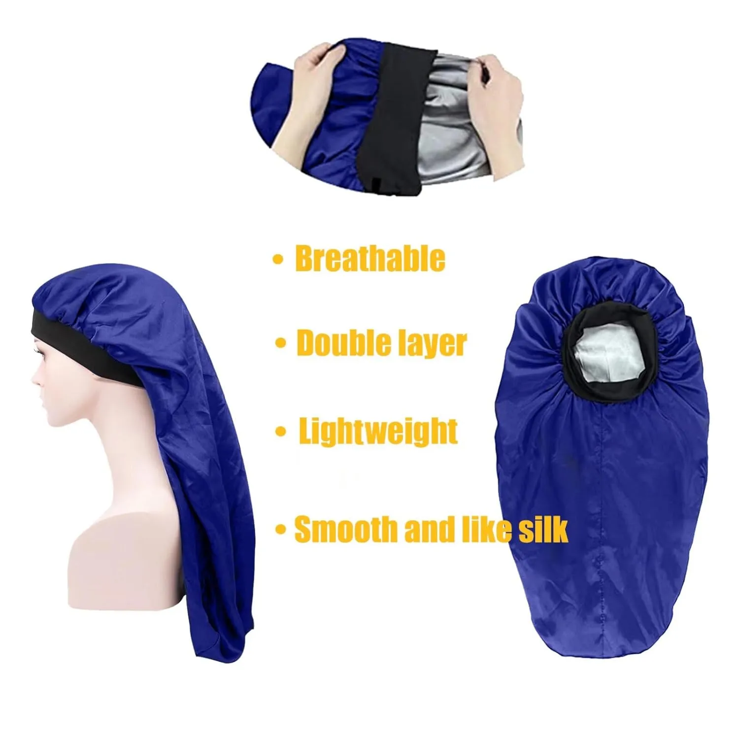 AFPANQZ Customized Design Satin Sleep Cap Gift Long Night Hat Elastic Wide Band Sleeping Head Cover for Hair Protect Satin Silk Bonnets Beanie Customized Night Cap