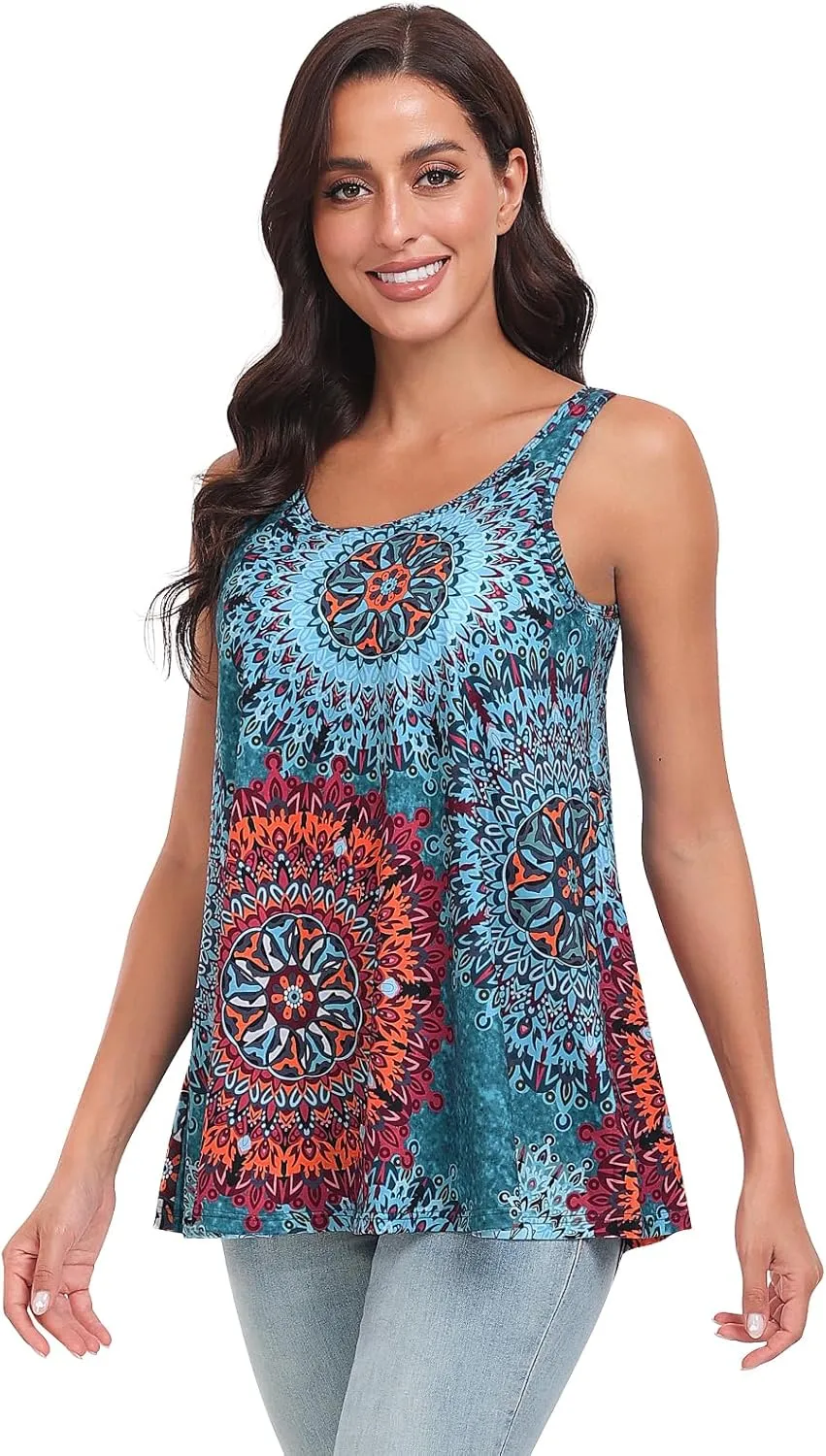 Air Curvey Tank Tops for Women Build in Bra Casual Flowy Tank Pleated Loose Fit S-XXXXL