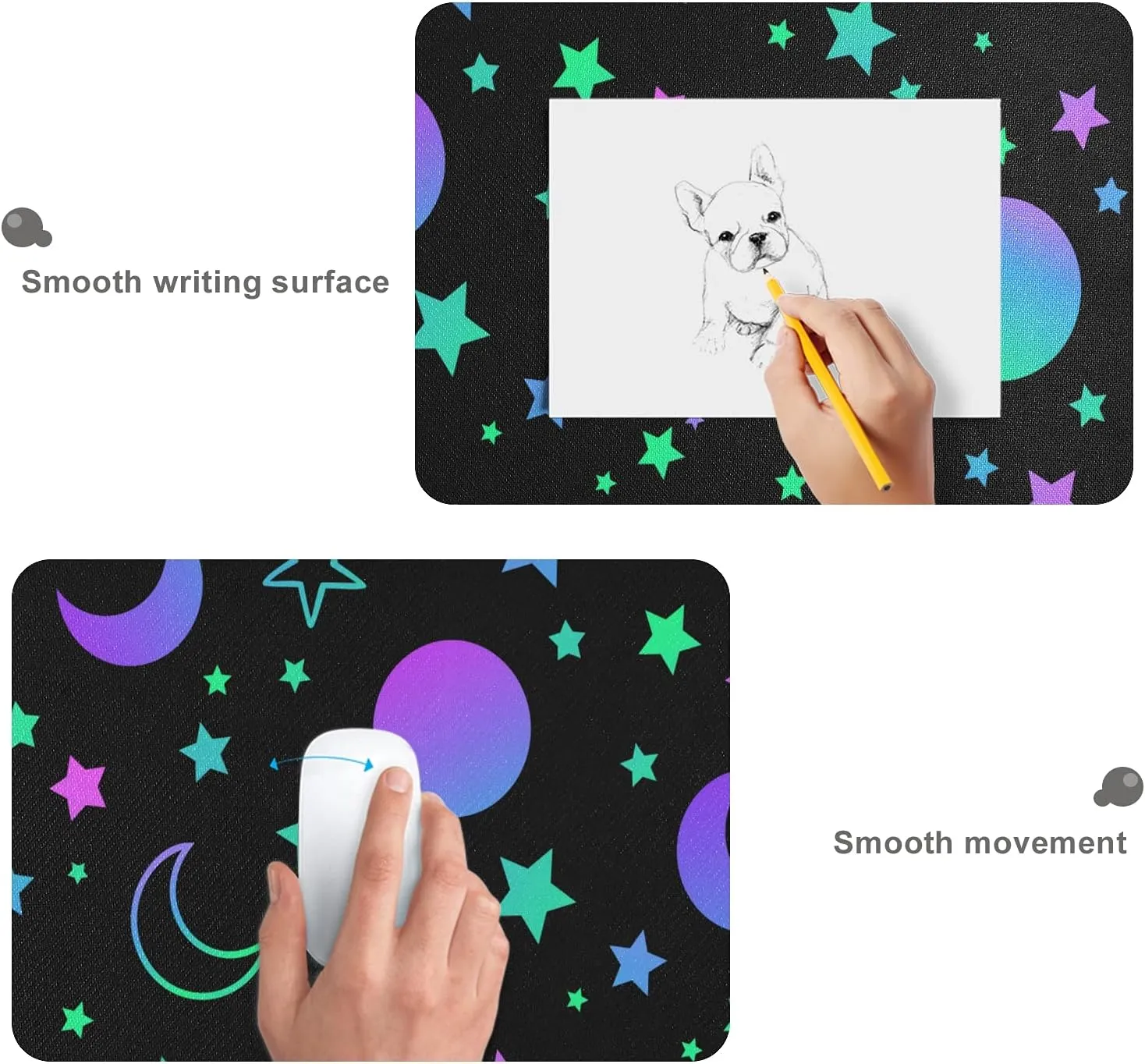 ALAZA Neon Rainbow Sun Moon Stars Large Gaming Mouse Pad Big Mousepad Mice Keyboard Mat with Non-Slip Rubber Base for Computer Laptop Home & Office, 31.5 X 15.7 inch