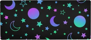 ALAZA Neon Rainbow Sun Moon Stars Large Gaming Mouse Pad Big Mousepad Mice Keyboard Mat with Non-Slip Rubber Base for Computer Laptop Home & Office, 31.5 X 15.7 inch