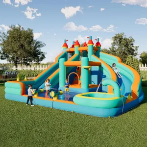 Albott Bounce House, Inflatable Bouncer with Air Blower, Jumping Castle with Slide, Outdoor Indoor Bouncy Castle with Oxford Fabric for Kids 3-12 (179.1×169.3×108.3IN)