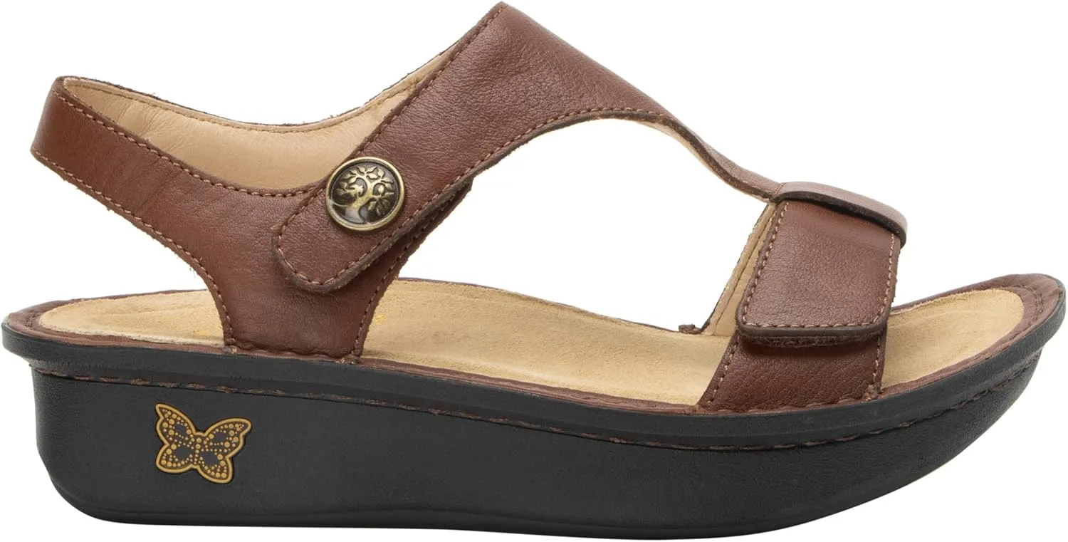 Alegria Womens Kerri - Timeless Comfort, Arch Support and Travel Style - Casual Open Toe T-Strap Platform Leather Sandal