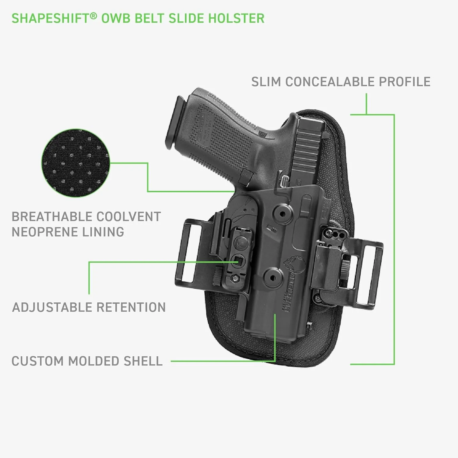 Alien Gear Shapeshift Core Carry Pack Holster - 4 in 1 Holster, IWB, Appendix, OWB Paddle and OWB Belt Slide Included - Closed and Open Carry - Tuckable - Right or Left Hand Draw - Made in USA