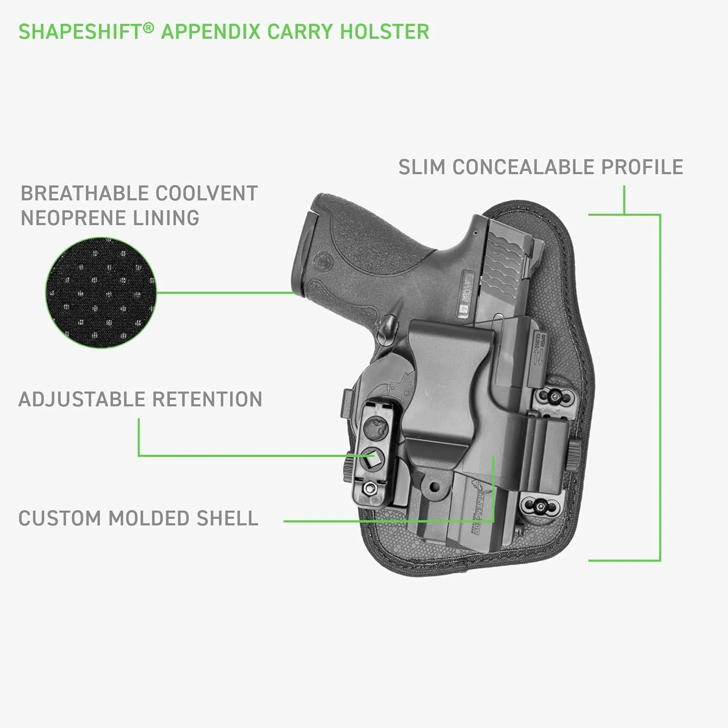 Alien Gear Shapeshift Core Carry Pack Holster - 4 in 1 Holster, IWB, Appendix, OWB Paddle and OWB Belt Slide Included - Closed and Open Carry - Tuckable - Right or Left Hand Draw - Made in USA