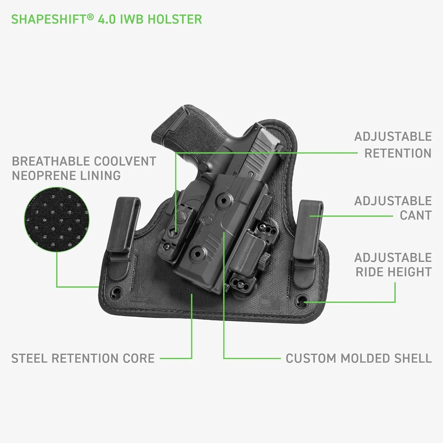 Alien Gear Shapeshift Core Carry Pack Holster - 4 in 1 Holster, IWB, Appendix, OWB Paddle and OWB Belt Slide Included - Closed and Open Carry - Tuckable - Right or Left Hand Draw - Made in USA