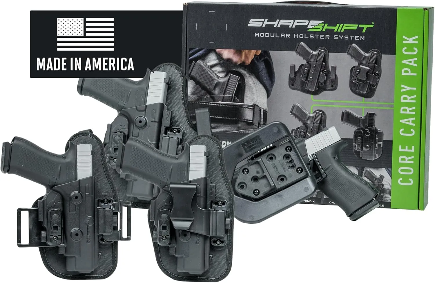 Alien Gear Shapeshift Core Carry Pack Holster - 4 in 1 Holster, IWB, Appendix, OWB Paddle and OWB Belt Slide Included - Closed and Open Carry - Tuckable - Right or Left Hand Draw - Made in USA