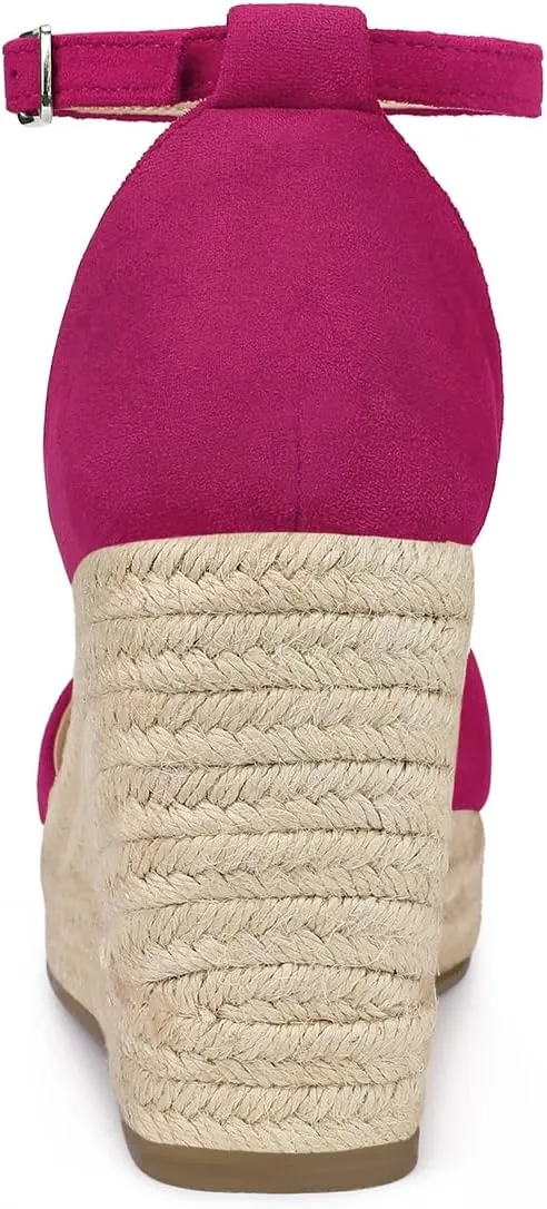 Allegra K Women's Espadrille Platform Ankle Strap Wedge Heel Sandals